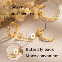 Pendientes de Aro Segmentados Maina con Zirconia en Forma de Gota de Agua, Tipo Clicker, con Cierre de Mariposa para Piercings en Tragus, Hélix y Lóbulo