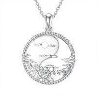Collier pendentif Yin Yang en argent sterling 925, bijoux naturels, cadeaux pour les amoureux de la nature, les randonneurs, les hommes et les femmes