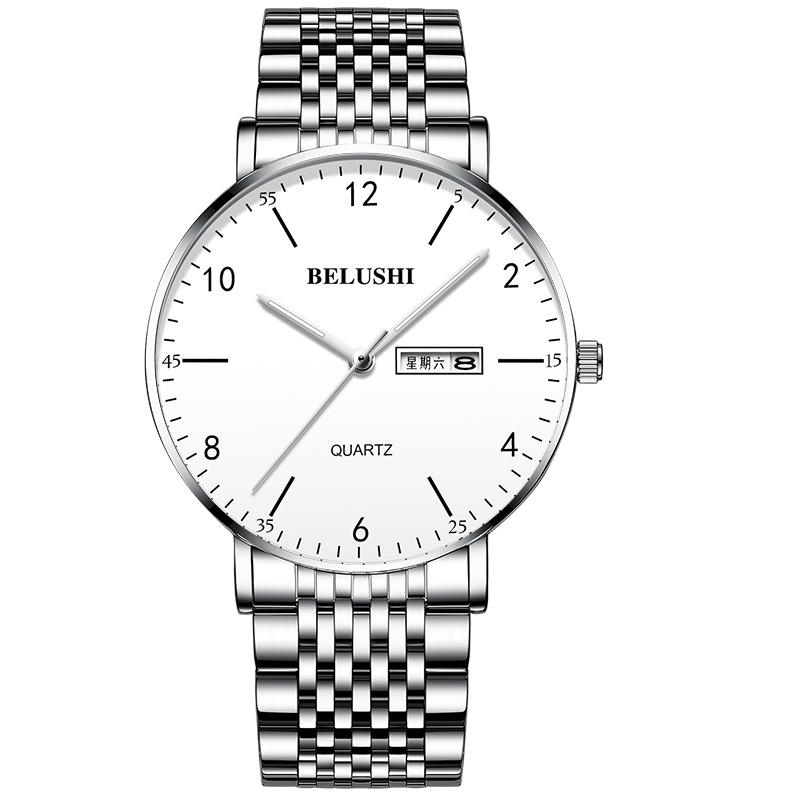 B- 541 Silver Case White Surface Steel Belt