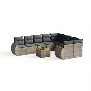 Ensemble de canapés de jardin en rotin moderne 8 places, mobilier d'extérieur résistant aux intempéries, design contemporain gris et gris foncé - Product Image 1