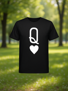 T-shirt da donna con stampa Q Heart, manica corta, girocollo, 100% cotone, casual, per tutte le stagioni, outfit per San Valentino - Product Image 2