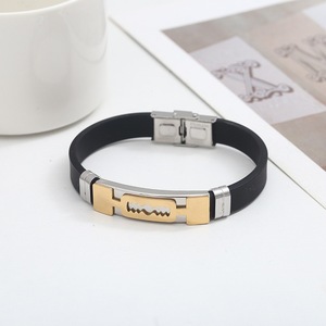 Bracelet en silicone pour homme, design géométrique, fermoir en acier inoxydable, bijoux cadeau - Product Image 2