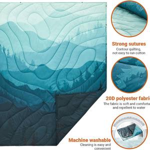 بطانية شتوية خارجية متعددة الاستخدامات للقيلولة، مطبوعة وصديقة للبيئة، مصنوعة من البوليستر، باللون الأزرق الطاووسي الكلاسيكي، مقاس 140×200 سم - Product Image 5