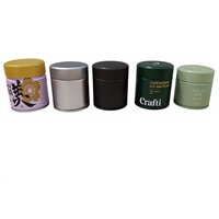 Boîte en métal de haute qualité pour le thé, gravure de logo personnalisée, 30g 50g 60g 80g 100g, boîte ronde en métal colorée pour le stockage du matcha