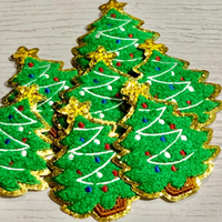 Nouveaux Patchs Brodés en Chenille Pailletée Réversible pour Arbres de Noël 2024, à Thermocoller, Personnalisables, Vente en Gros pour Vêtements
