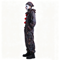 Vintage Gruseliger Clown-Kostüm - Schwarz-Rotes Horror-Outfit für Halloween-Party