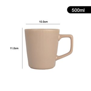 Ly trà sứ cao cấp phong cách Bắc Âu 500ml, bán buôn, họa tiết nổi sọc dọc lớn, chất liệu gốm mờ - Product Image 6