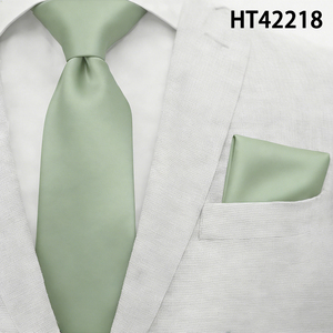 Conjunto de <span class=keywords><strong>Corbata</strong></span> y Pañuelo de Color Sólido Formal, <span class=keywords><strong>Corbata</strong></span> de Satén de Poliéster Reciclado con Certificación GRS para Hombres, para Bodas y Oficina - Product Image 4