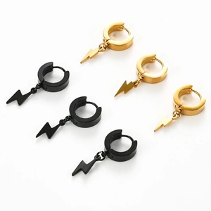 1 Par de Pendientes de Aro con Colgante de Rayo de Acero Inoxidable, Elegantes, Unisex, con Diseño de Rayo, Joyería de Regalo - Product Image 3