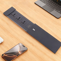 Cubierta Deslizante para Mesa Industrial Personalizada, Panel de Enchufes Integrado con Regleta de Alimentación USB Oculta, 3 Tomas de Corriente, Cargador Inalámbrico, IP44