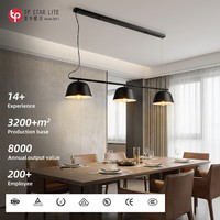 Lustre suspendu moderne en aluminium noir à 3 lumières avec intérieur doré, base E27, pour îlot de cuisine, fabrication sur mesure