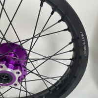 Kit de jantes à rayons noirs durables 16x2.15 avec moyeu anodisé violet usiné pour Surron Light Bee, pièces de rechange pour moto électrique tout-terrain