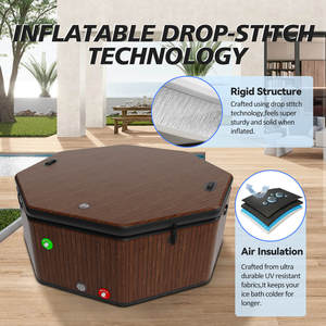 Bain froid gonflable octogonal effet bois, <span class=keywords><strong>piscine</strong></span> de glace Drop Stitch pour 8 à 10 personnes avec couverture isolante CE OEM - Product Image 3