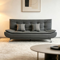 Canapé-lit carré inclinable en cuir motif patte de chat, pieds robustes, coussins en éponge à carreaux pour appartement, hôtel, salon