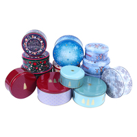 Vente chaude Boîte à biscuits ronde en fer blanc, boîte à gâteaux, boîte à bonbons pour mariage, boîte en fer blanc laquée, marque Hua Peng, impression offset