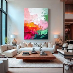 Art mural 3D vertical abstrait coloré, peinture sur toile contemporaine peinte à la main pour la décoration moderne de la maison et des galeries - Product Image 5