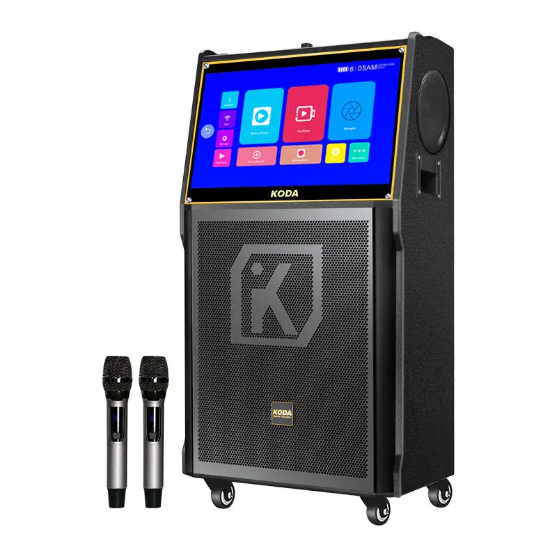 2023 Nieuwe Ontwerp Wifi Draagbare Karaoke Zangmachine Audio Touchscreen Trolley Speaker 18 Inch Met Lcd-Scherm