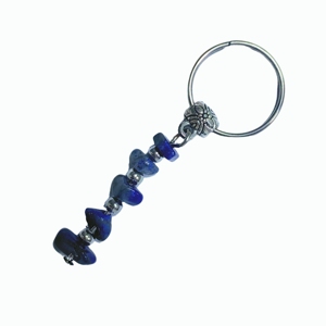 Lapis Lazuli Chip Stone Keychain Metal Ring Pendant <b>Bag</b> <b>Charm</b> for Backpack Handbag Decoration Birthday Holiday Gift - Product Image 6