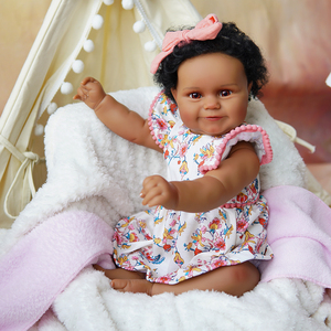 دمية آر أند بي جديدة 20 بوصة من أفريقيا الأمريكية الغراب من الجلد الداكن المولود الجديد المولود الجديد مع الشعر الجذور هدية لعبة يدوية للبنات - Product Image 6