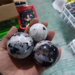 Tự nhiên chất lượng cao tinh thể chữa bệnh đá Spheres bán buôn cầu vồng Moonstone pha lê bóng cho món quà