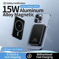 Batterie externe magnétique sans fil QI2 5000mAh/10000mAh, haute capacité, alliage d'aluminium, ultra-mince, charge rapide PD20W