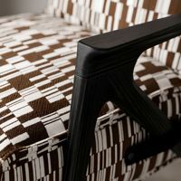 Fauteuil de loisirs moderne en teck doré avec dossier solide et housse en coton écologique pour appartement, salon, chambre, bureau à domicile, hôtel, salle à manger