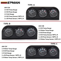 Kit de trois jauges EPMAN Auto 52 mm 3 en 1 : voltmètre / jauge de température de l'eau / jauge de pression d'huile ou jauge de température d'huile avec capteur EP-AW-C3C