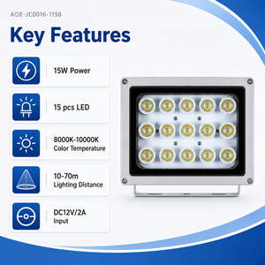 15W LED CCTV Flood <strong>Light</strong> IP66 Waterproof DC12V 15 LEDs with <strong>Light</strong> Sensor 8000K-10000K Outdoor <strong>Security</strong> <strong>Camera</strong> Floodlight Fixture - Product Image 2
