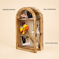 Boîte à souvenirs murale en bois rustique, boîte de présentation pour mariage, avec porte en acrylique et doublure en lin, personnalisable OEM, vente en gros, boîte à souvenirs en bois