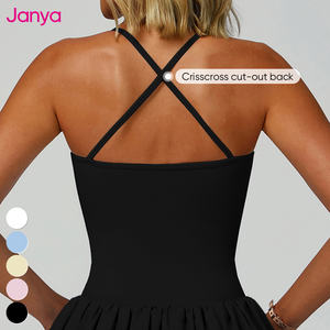 Janya أربطة قابلة للتعديل مكشوفة الظهر فستان رياضي جيد التهوية بلا أكمام بيكليبول ملابس تنس الجولف مع شورت جيب للنساء - Product Image 5