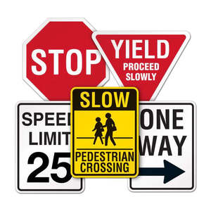 علامة تحذير عاكسة من الألومنيوم مخصصة للسلامة على الطرق ولوحة إشارة السلامة على الطرق مع عمود - Product Image 1