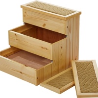 Moderne 3-Stufen Holz-Hundetreppe Komfortabler Rutschfester Teppich Abnehmbar Waschbar Tragbar Umweltfreundlich Ohne Montage Betten