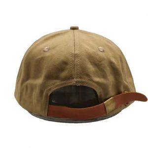 Gorra Snapback de Algodón Marrón de Alta Calidad, Estilo Vintage, Sin Estructura, Visera Inferior Verde, Cierre de Cuero - Product Image 4