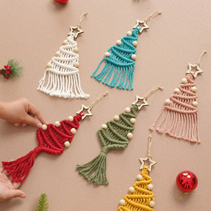 Boho Woven Handmade Macrame Cotton Rope <b>Wall</b> Hangings <b>Christmas</b> <b>Tree</b> Shape Home Decorations - Product Image 1