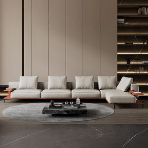 Sofá Seccional en Forma de L de Cuero Genuino de Lujo Inspirado en las Mejores Marcas de Diseño, Aspecto de Alta Gama para Villa a un Precio un Quinto del de las Marcas de Primera Línea - Product Image 1