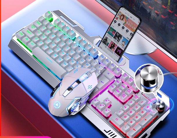 Lumière mixte blanche-Bouton en métal + souris