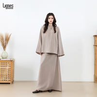 Ensemble Sur Mesure Femme Musulmane Haut et Pantalon 2 Pièces en Crêpe Longueur Maximale Hauts et Kits Robe Modestes pour Femme