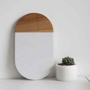 Eco-friendly Multiuso Ovale <span class=keywords><strong>In</strong></span> Legno di Acacia E il Taglio del <span class=keywords><strong>Marmo</strong></span> Bordo Piatto da Portata - Product Image 6