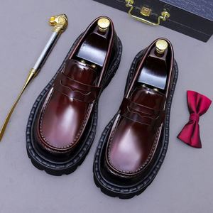 Nouvelles Chaussures Homme 2025 à Enfiler en Cuir Véritable Brillant, Semelle Épaisse, Imperméables et Respirantes pour Bureau et Carrière – Collection Automne - Product Image 6