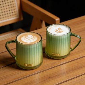 Tazas de Café de Vidrio Reutilizables de 12 oz con Asas, Color Degradado, para Bebidas Calientes y Frías, Cappuccino, Latte, Leche, Chocolate Caliente, Cerveza - Product Image 5