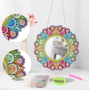 Specchio per Trucco con Pittura Diamante 5D, <span class=keywords><strong>Mandala</strong></span> in Cristallo, Specchio Alieno Fai-da-Te, Ciondolo in Acrilico con Diamanti su Un Lato - Product Image 2