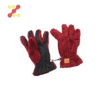Gants en fourrure tricotée pour femme, vêtement chaud pour l'hiver, météo froid, rouge