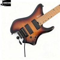 Guitares électriques sans tête Jingying 2025 haut de gamme à 7 cordes motif tigre, double trémolo, vente en gros d'usine, instruments à cordes