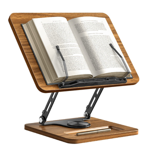 Multifunctional Wooden Reading <b>Stand</b> Adjustable Laptop <b>Tablet</b> Holder 360 Swivel Base Foldable Book <b>Stand</b> Factory Supply - Product Image 2