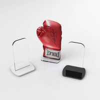 Vitrine de luxe en acrylique pour gants de boxe simples et doubles avec support métallique miroir noir