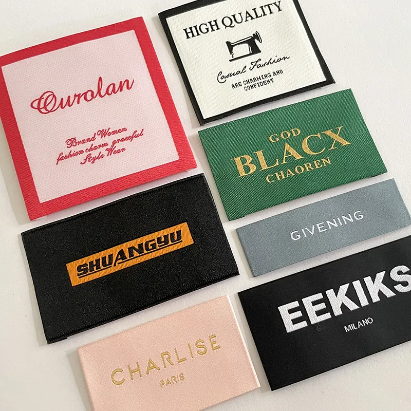 Garment Damask Polyester Woven Labels Tag Clothing T-shirt Neck Label