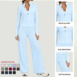 Veste de sport pour femme XW-AJK8002 OEM ODM personnalisée, douce pour la peau, avec fermeture éclair, pour le yoga et l'entraînement, protection solaire - Product Image 2
