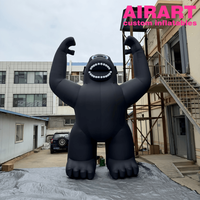 Ballon en PVC noir en forme de gorille pour la décoration d'événements en plein air, mascotte de gorille gonflable pour les idées de fêtes de carnaval
