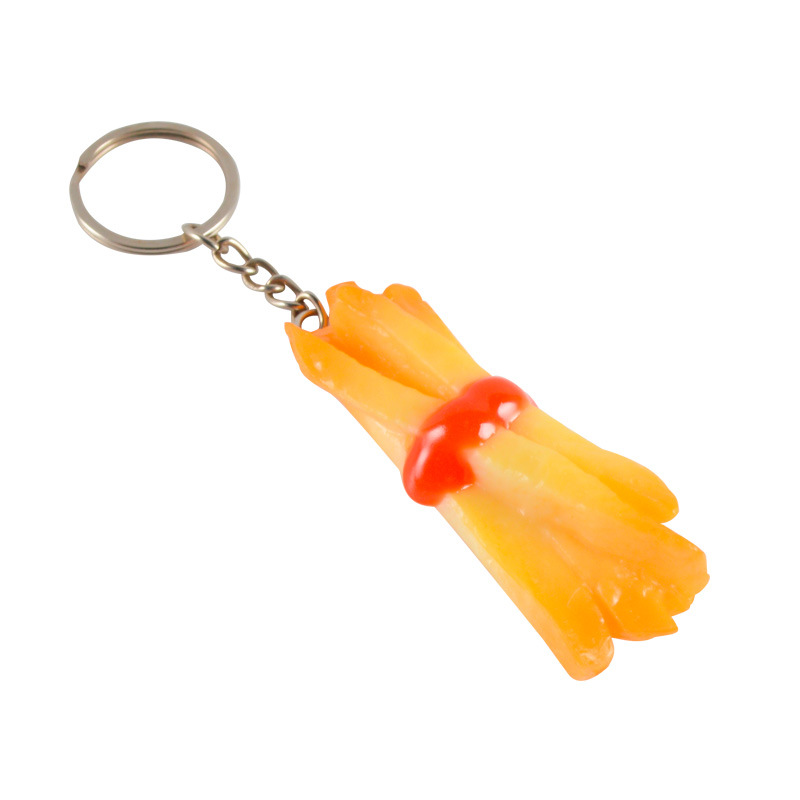 พวงกุญแจมันฝรั่งทอดเคลือบซอสมะเขือเทศสีเหลือง