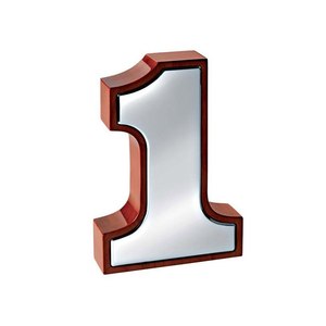 Trofeo Numero Uno per il Vincitore, Altezza 205 mm, Finitura a Specchio, Cornice in Legno - Product Image 1
